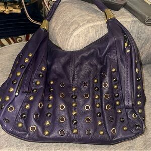 b. makowsky Purple Studded Hobo Bag